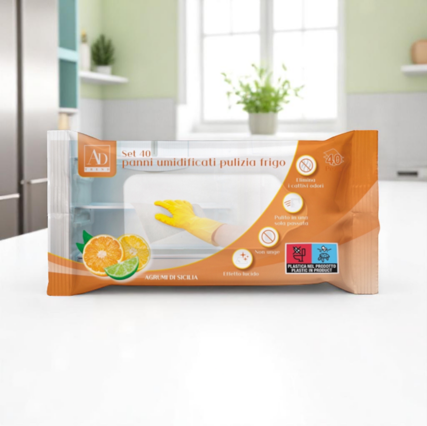 Set 40 Panni Umidificati Profumati per Pulizia Frigo – 17 x 20 cm