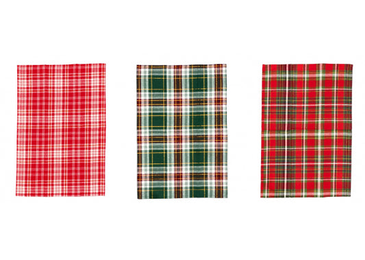 Set 2 Salviette Natale "Holly" in Misto Cotone - 3 colori assortiti