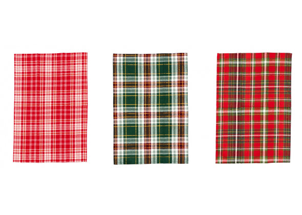 Set 2 Salviette Natale "Holly" in Misto Cotone - 3 colori assortiti