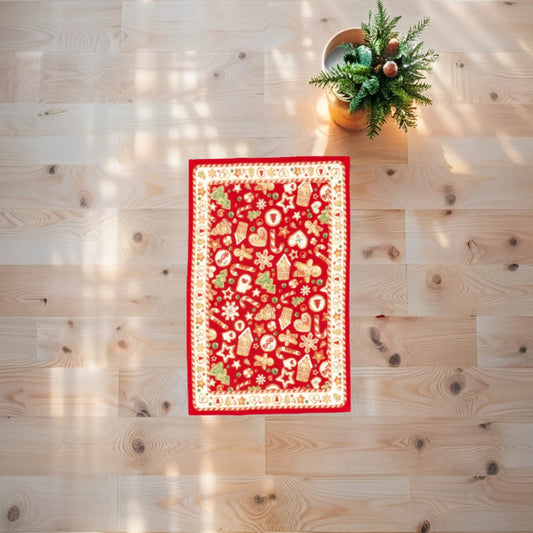 Set 2 Salviette di Natale Karima in Misto Cotone - 3 decori assortiti