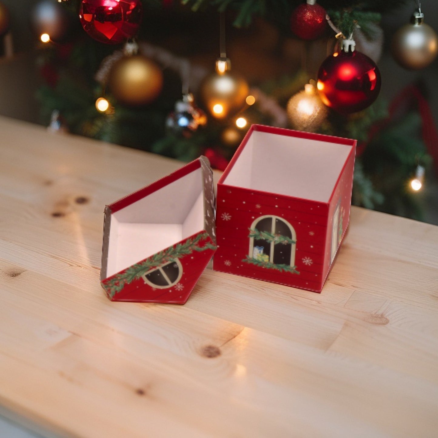 Set 2 Pacco Regalo Natale a Forma di Casetta