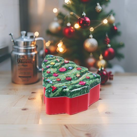 Scatola in Latta Natale - 2 Forme Assortite: Babbo Natale, Albero di Natale