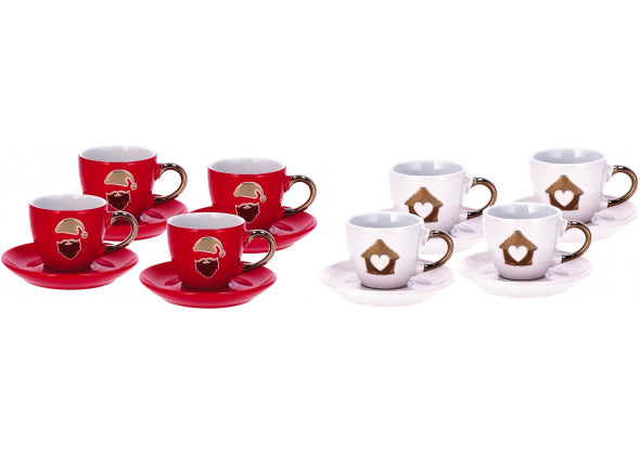 Servizio da Caffè Natale in Ceramica "Dock" per 4 Persone