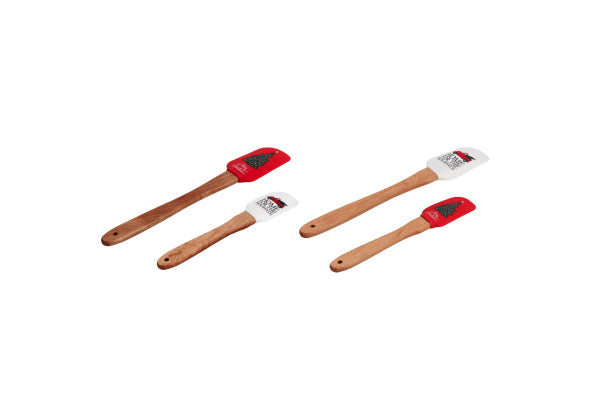 Set 2 Spatole in Silicone Natalizie con Manico in Legno - 2 colori assortiti