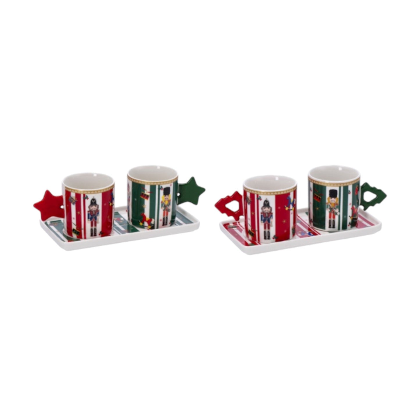 Set 2 Tazzine Natale con Vassoio in Porcellana New Bone China