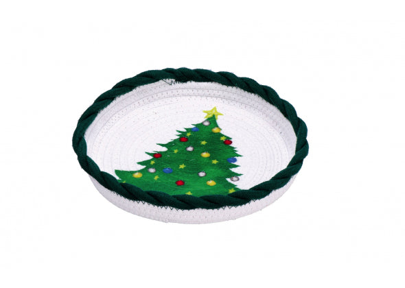 Set 3 Cestini Rotondi in Tessuto Natale - 2 colori assortiti