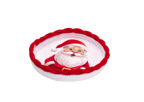 Set 3 Cestini Rotondi in Tessuto Natale - 2 colori assortiti