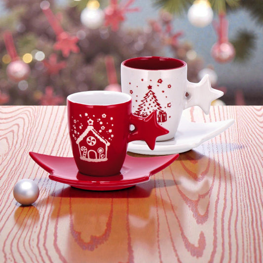 Servizio da Caffè Natale in Ceramica Corby per 4 Persone
