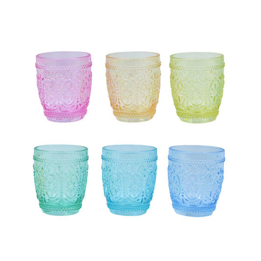 Set 6 Bicchieri Colorati "Montmartre" 300 ml in Vetro - 6 Colori Inclusi
