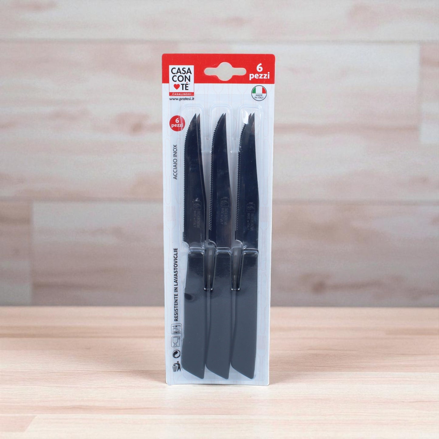 Set 6 Coltelli Bistecca - Lama 11 cm - Nero