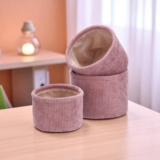 Set 3 Cestini Rotondi in Tessuto "Jenny" - Assortiti