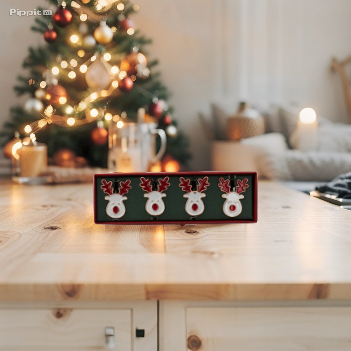 Set 4 Portatovaglioli di Natale in Ferro