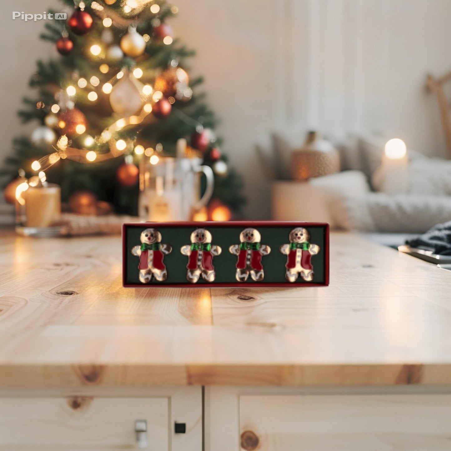 Set 4 Portatovaglioli di Natale in Ferro