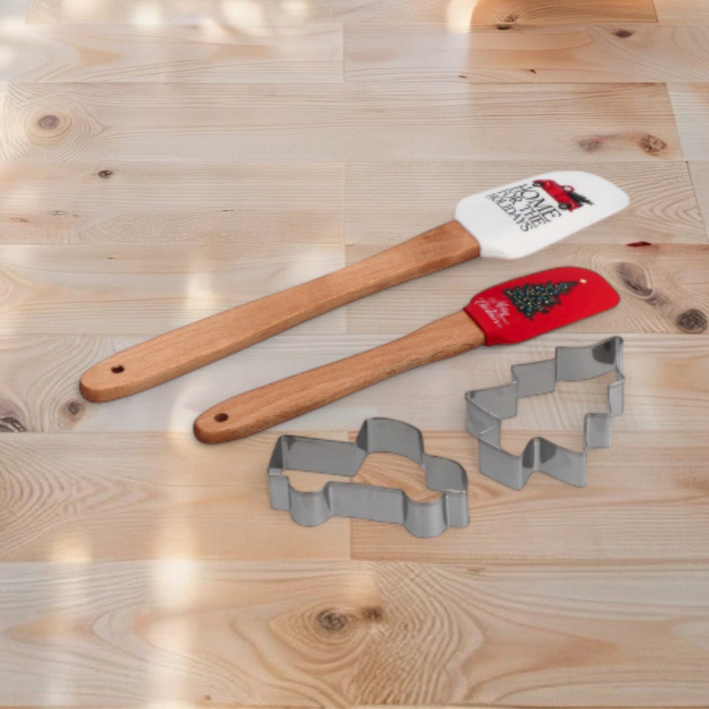 Set 4 Pezzi da Cucina Natale con Spatole e Formine