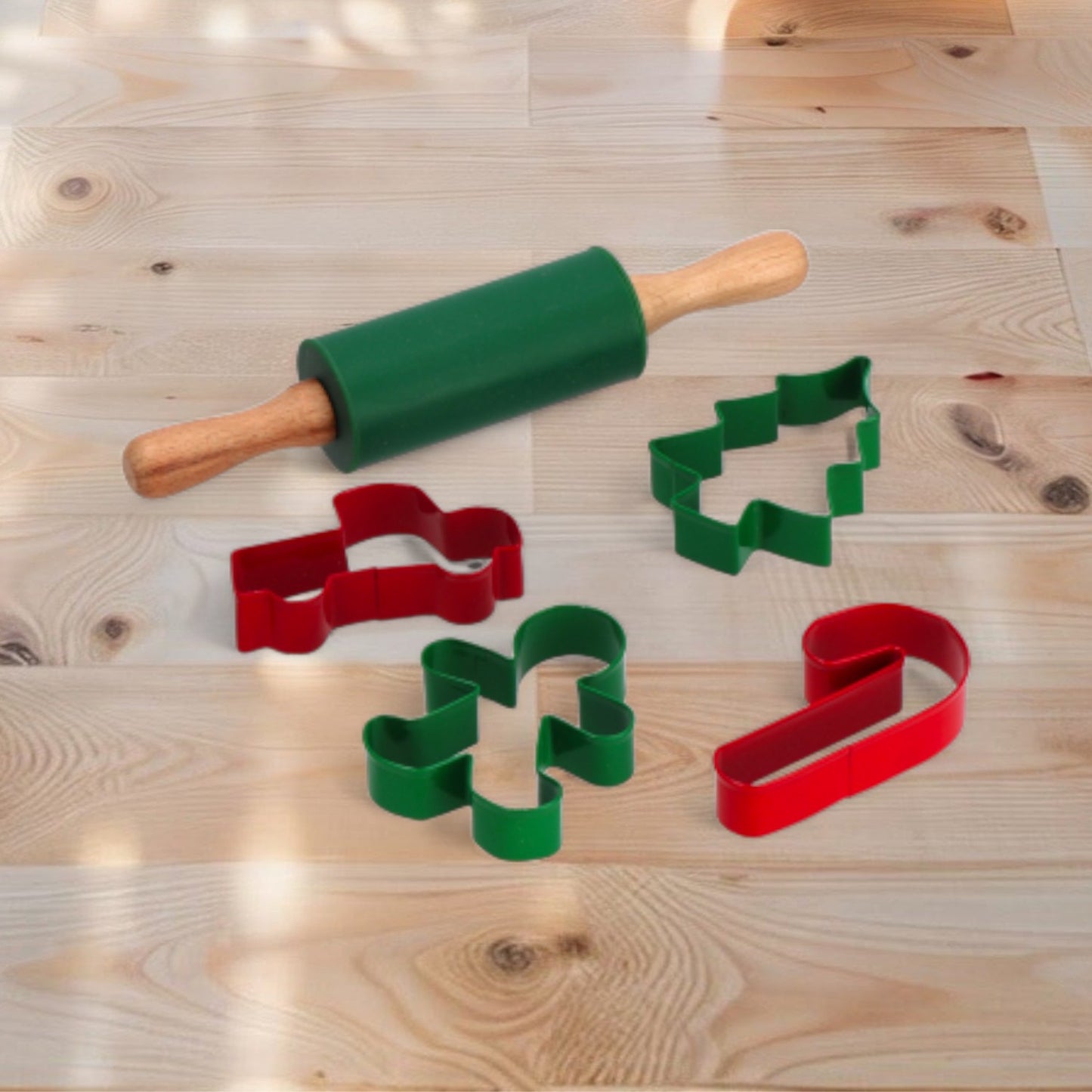 Set 5 Pezzi da Cucina Natale con Mattarello e Formine