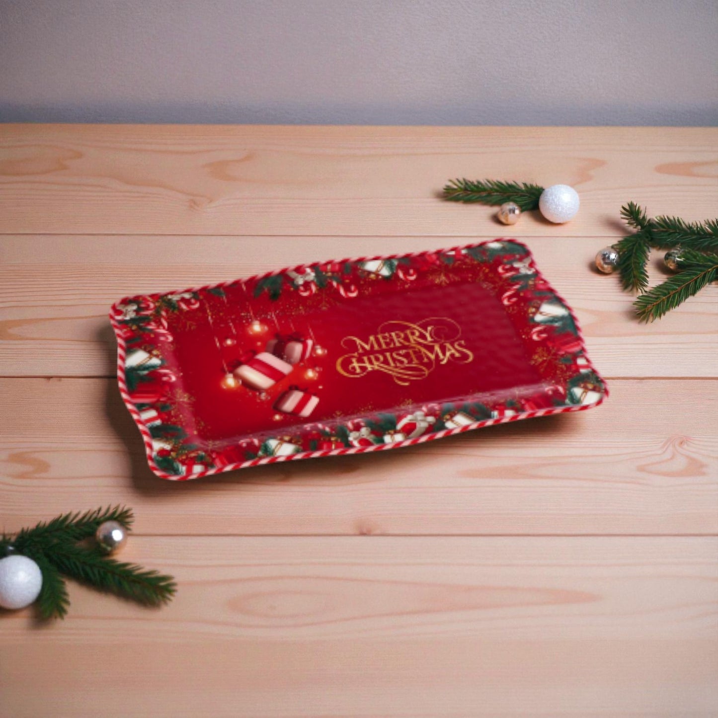 Vassoio Rettangolare Natalizio in Melamina