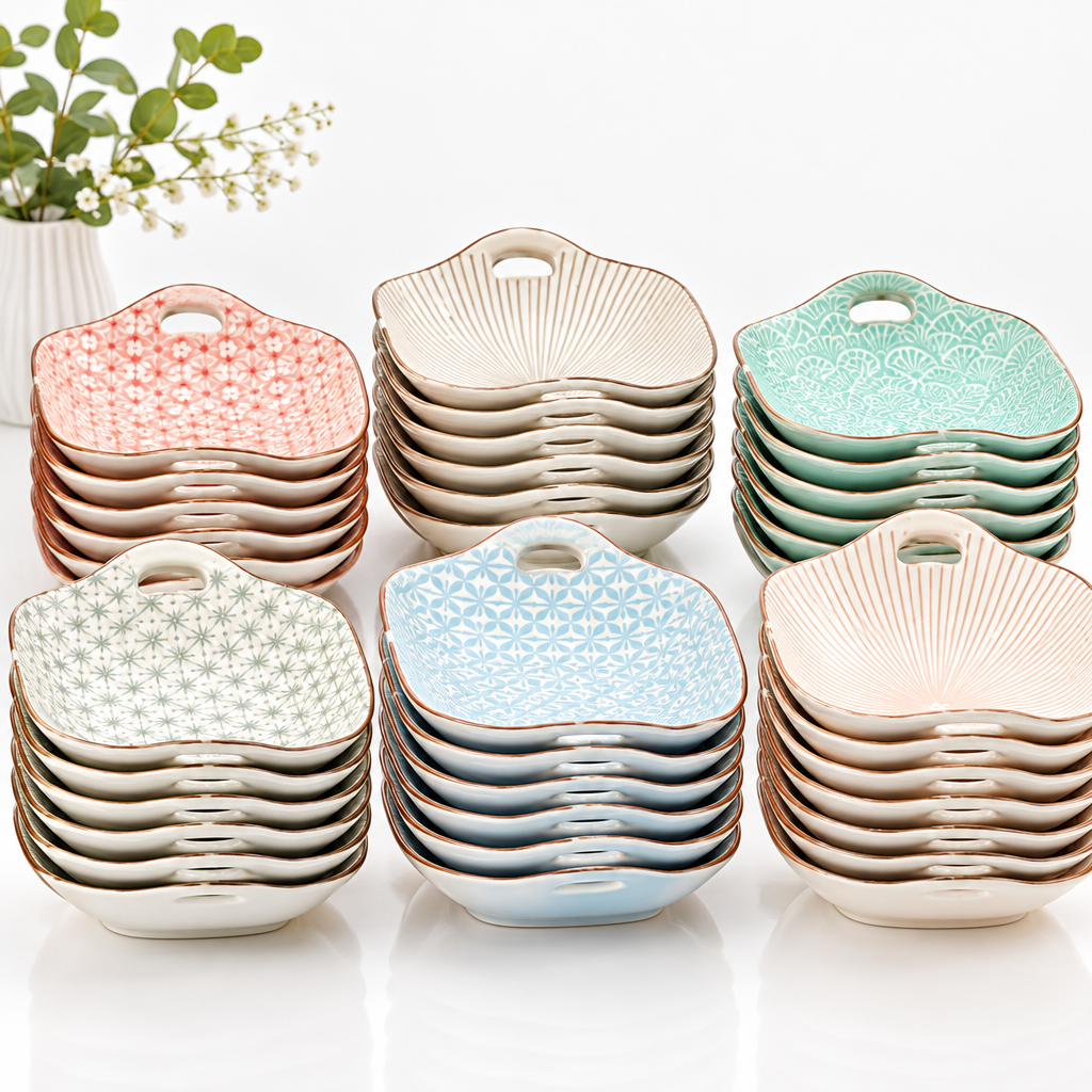 Ciotola in ceramica “Kia” con manici – 6 decori assortiti – 22×15,5×6 cm
