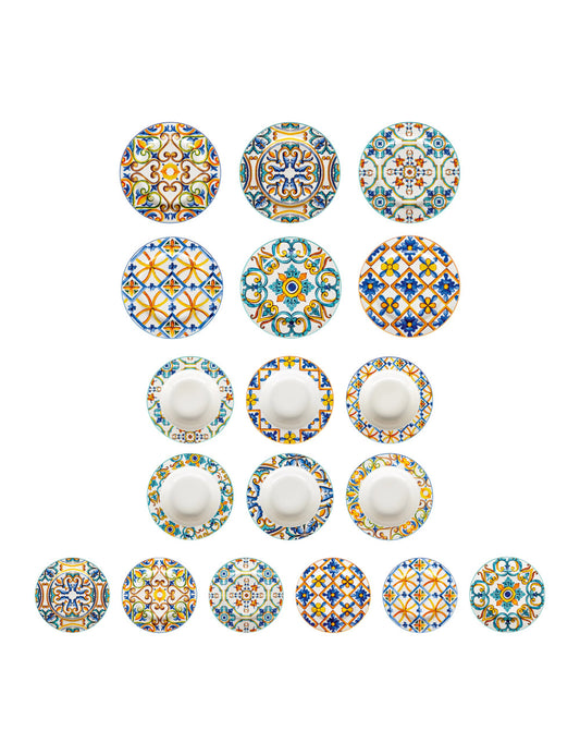 Servizio Piatti 18 Pezzi Medicea New Bone China | Stile Mediterraneo Elegante | Brandani