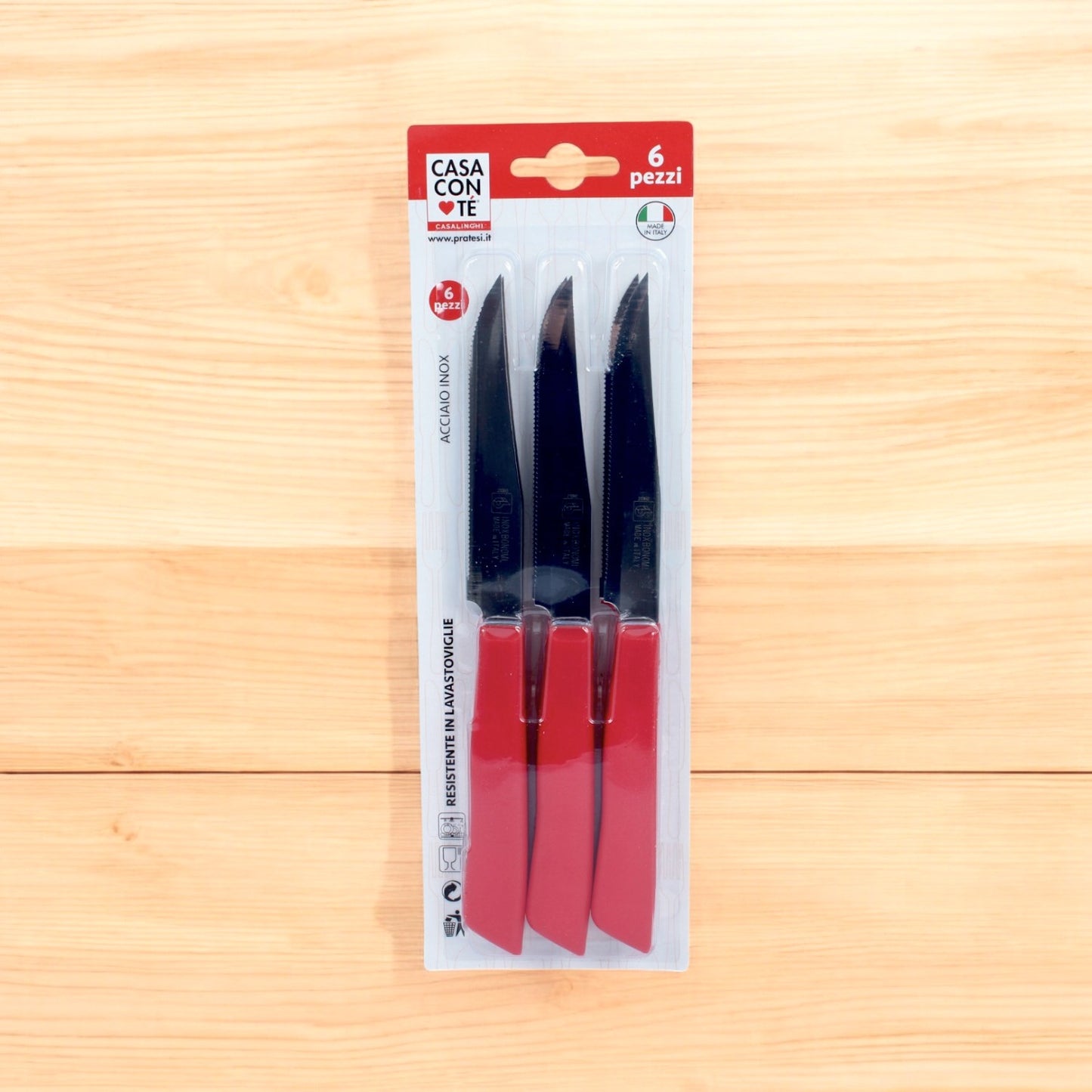 Set 6 Coltelli da Bistecca Rossi