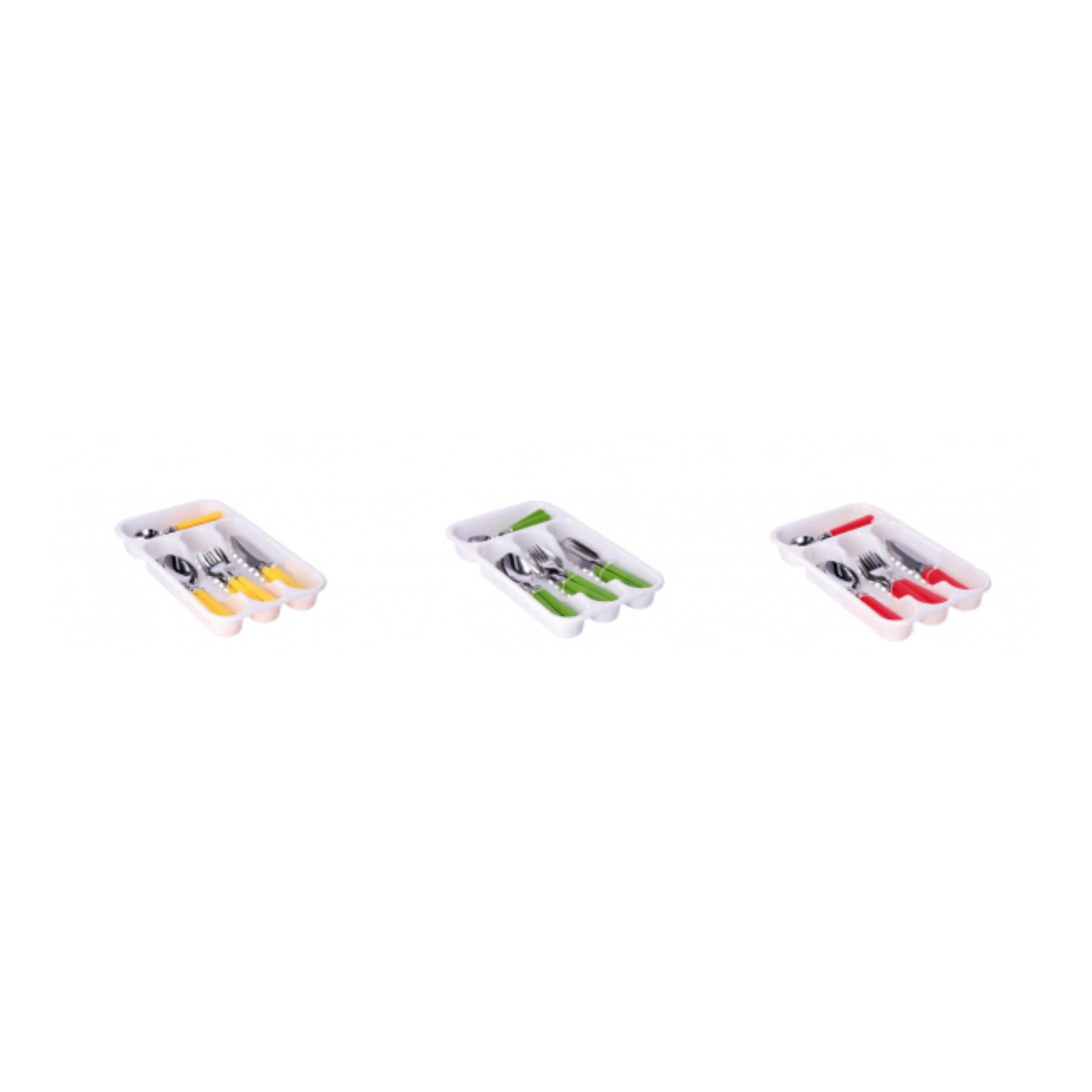 Set 24 Posate in Acciaio e Plastica "Betty" con Portaposate – 3 Colori Assortiti