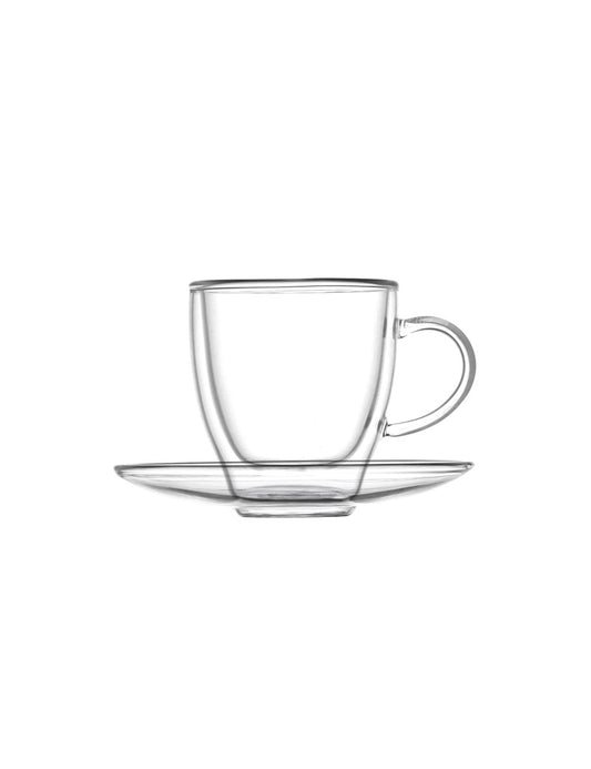Tazzina caffe double wall glass Brandani - c/piat set 2 pz vetro