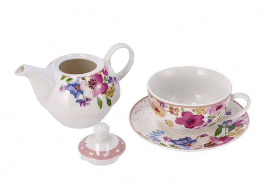 Teiera con tazza Glady in New Bone China – 2 decori assortiti