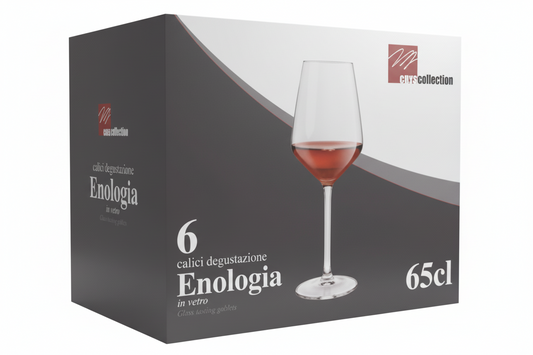 Set 6 Calici Vino Rosso 65cl Enologia – Bicchieri Degustazione in Vetro Trasparente