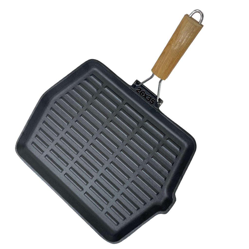 Rectangular cast iron grill pan 21x35 cm