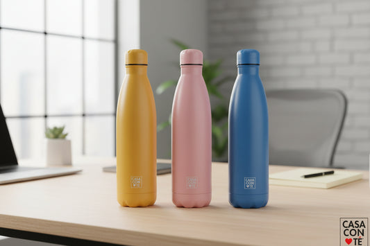 Bottiglia Termica Acciaio 500 ml Doppia Camera - 3 Colori Assortiti