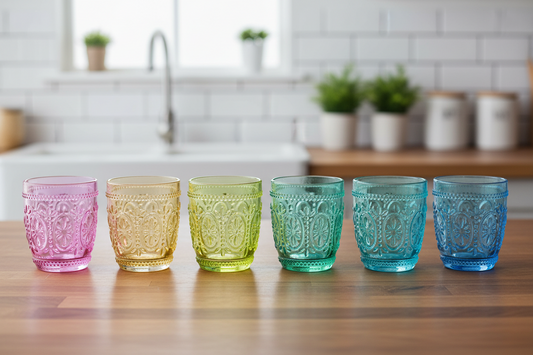 Set 6 Bicchieri Colorati "Montmartre" 300 ml in Vetro - 6 Colori Inclusi