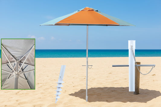 Ombrellone 220 cm in Poliestere con Trivella, Palo 32 mm Antivento + Sacca – Protezione UV