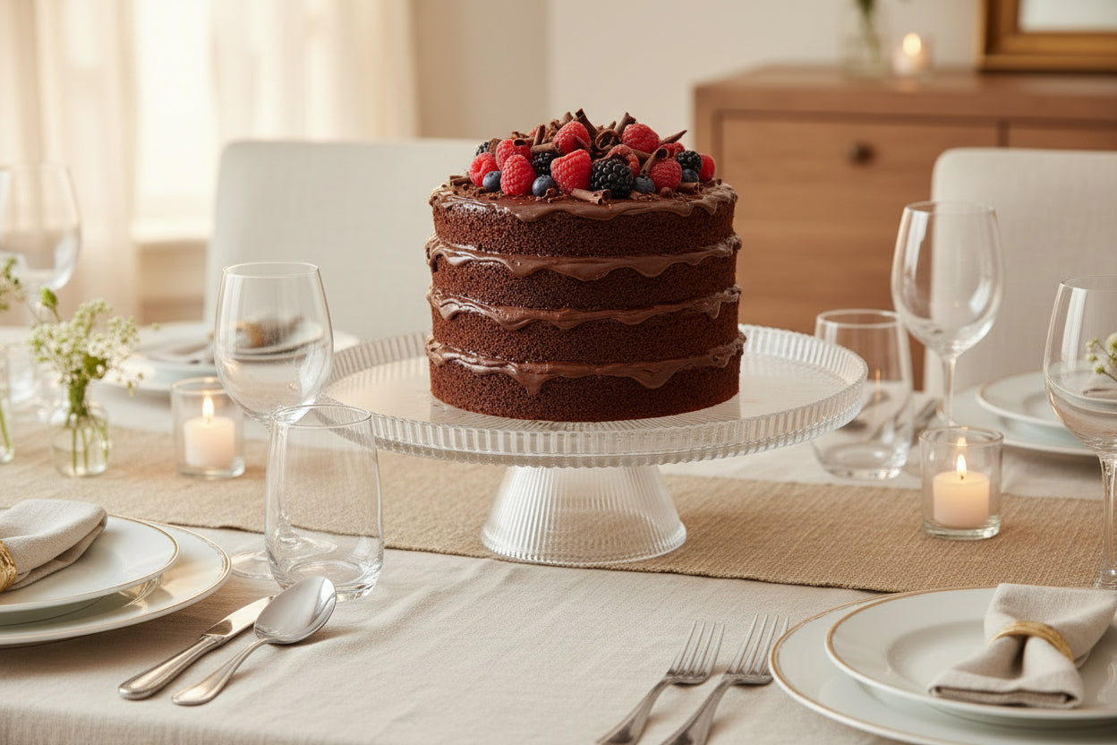 Alzata in Vetro Trasparente per Dolci e Torte – 3 Misure Disponibili