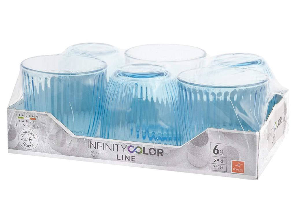 Set 6 bicchieri acqua Line Lilac – blu / rose – vetro colorato