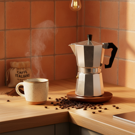 Caffettiera Polo in Alluminio Moka 1/2-1-2-3-6-9-12 Tazze – Tradizionale No Induzione