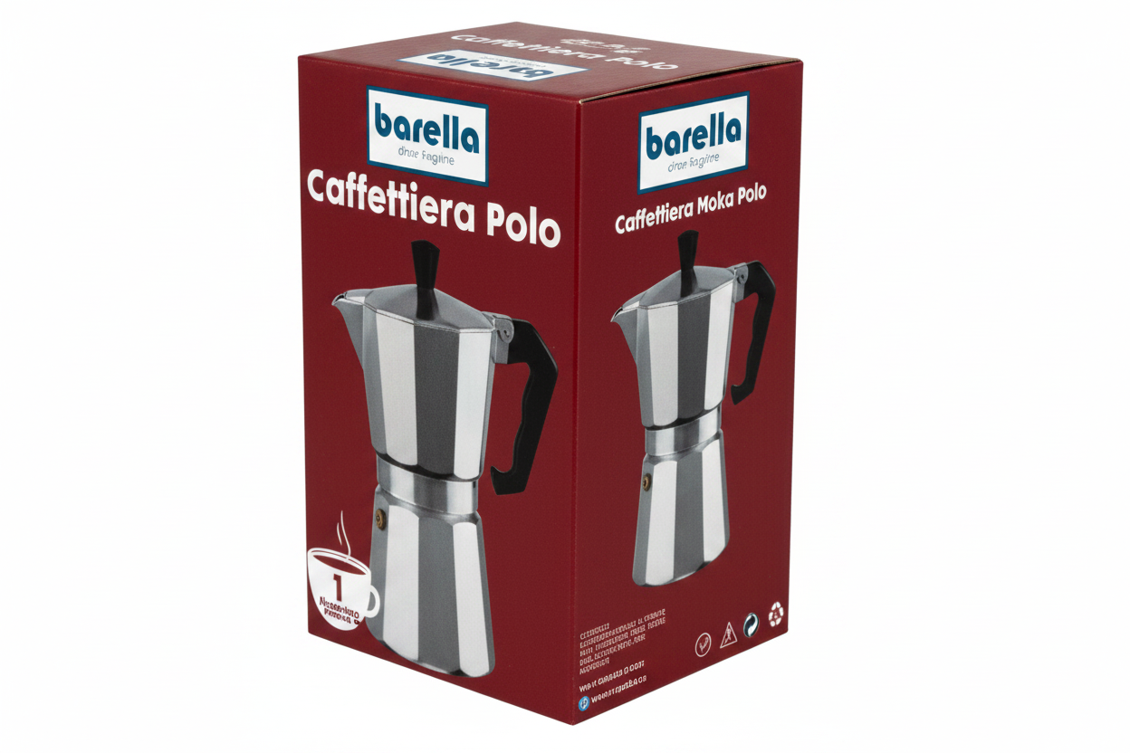 Caffettiera Polo in Alluminio Moka 1/2-1-2-3-6-9-12 Tazze – Tradizionale No Induzione