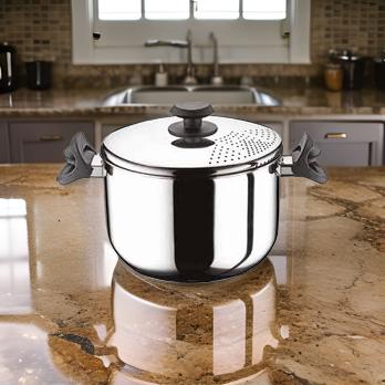 Pentola Arian in acciaio inox con coperchio scolapasta – 22 cm – induzione