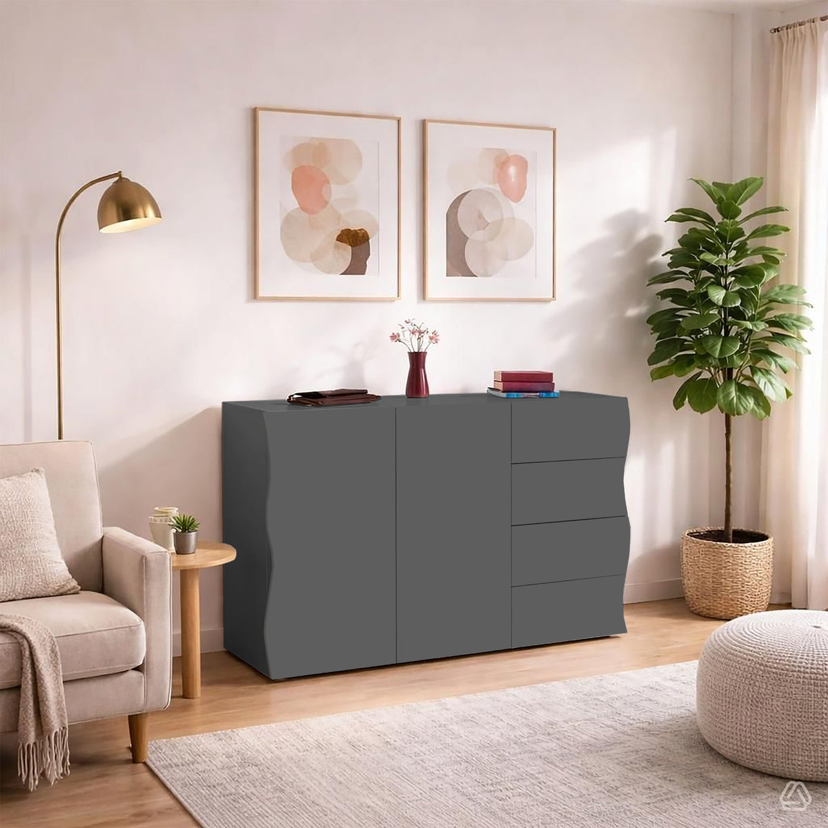Mobile multiuso ONDA 2 ante 4 cassetti | Web Furniture