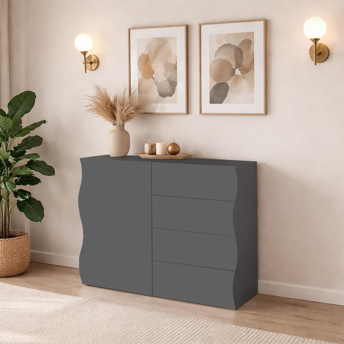 Mobile multiuso ONDA 1 anta 4 cassetti | Web Furniture