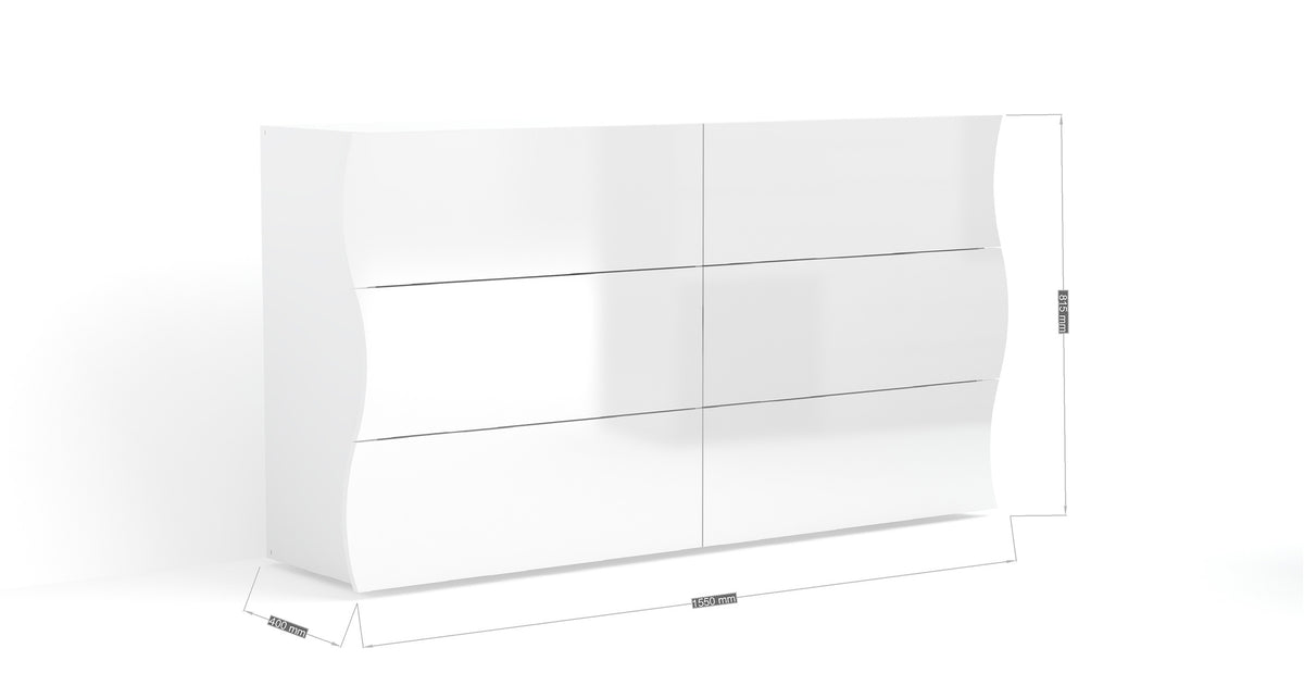 Cassettiera ONDA 6 cassetti 150 cm | Web Furniture