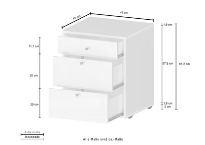 Cassettiera con ruote DALIA | Web Furniture
