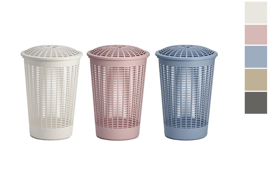 Cestone traforato con coperchio 60 litri | Portabiancheria in plastica