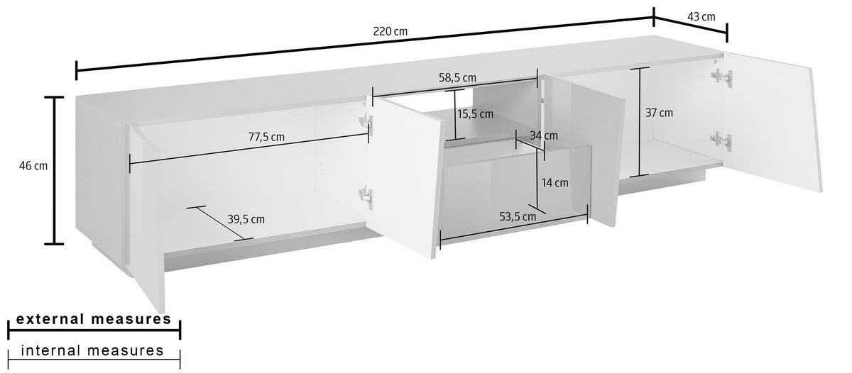 Porta TV VEGA 220 cm 4 ante battenti + 1 cassetto | Web Furniture