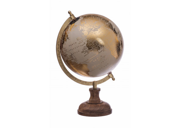 Mappamondo Decorativo con Base in Legno – 2 Misure e 2 Colori