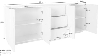 Credenza PING 220 cm 4 ante + 3 cassetti | Web Furniture