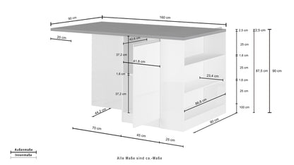 Isola da cucina SOLE con 2 ante e vani a giorno | Web Furniture