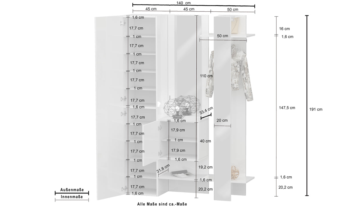 Set ingresso KOMPACT da 3 pezzi | Web Furniture