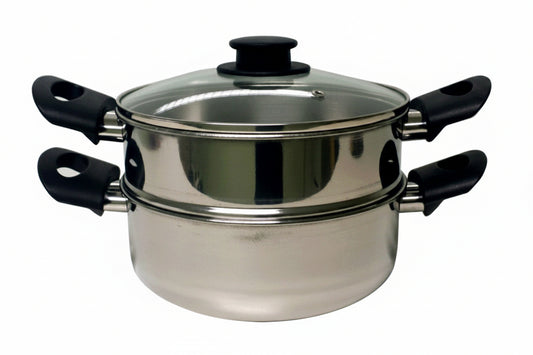 Vaporiera Inox 24 cm con Coperchio in Vetro – Cuoci Riso e Verdure