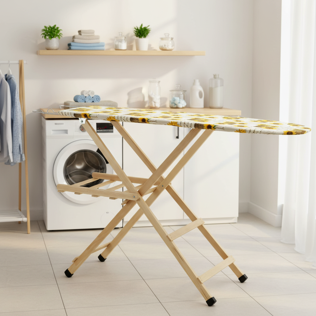 Asse da stiro legno naturale in faggio – 92×35×141,5 cm