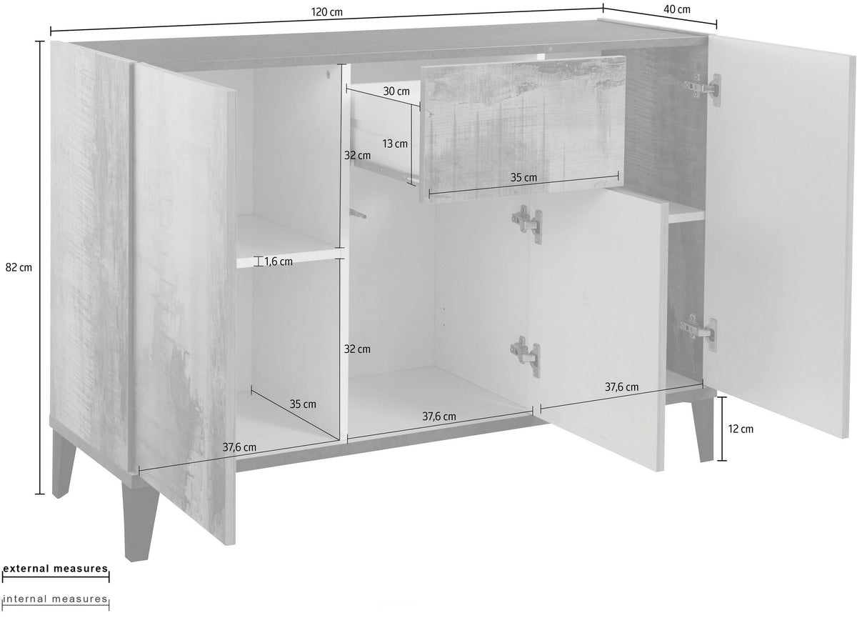 Credenza SUNRISE 3 ante + 1 cassetto da 120 cm | Web Furniture