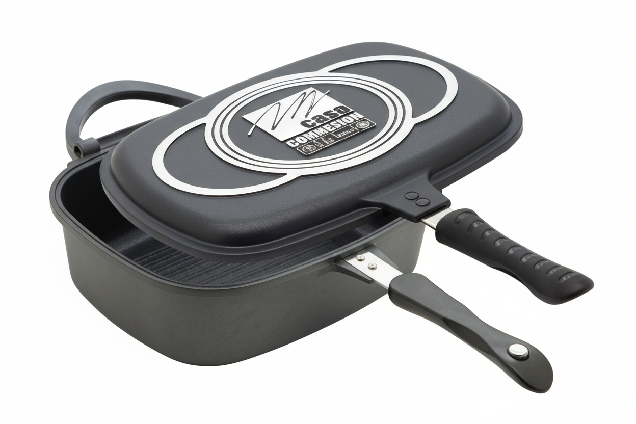 Rectangular double oven with 24x32 cm steel grill